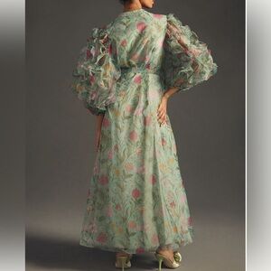 Anthropologie Floral Maxi Dress - Green and Pink